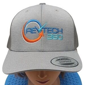 Gray Mesh Trucker Hat "REVTECH 360" Baseball Cap Adjustable Snap Back‎ TEAM 365
